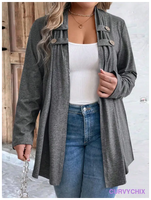 Plus Size Decorative Button Jacket - Coats