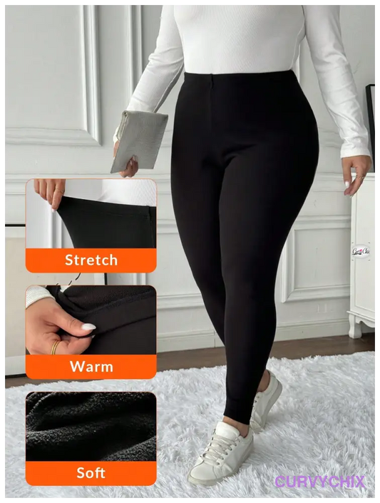 Plus Size Fleece Warm Leggings