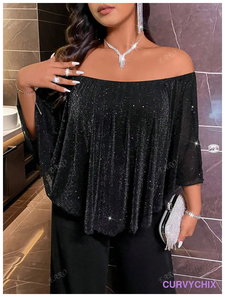 Plus Size Trendy One-Piece Jumpsuit With Off Shoulder Chic