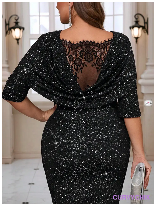 Plus Size Fashionable Lace Backless Elegant Evening Party Dress Sale Dresses