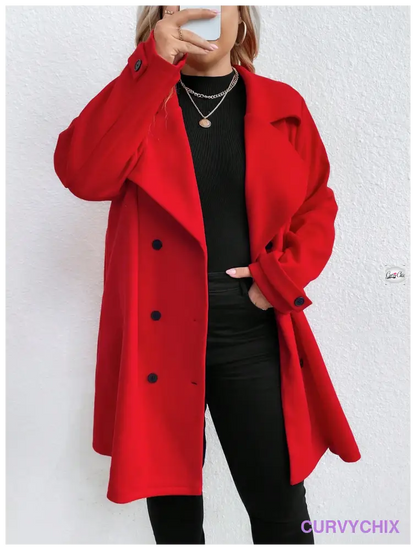 Plus Size Lapel Neck Long Sleeve Casual Jacket UK SIZES