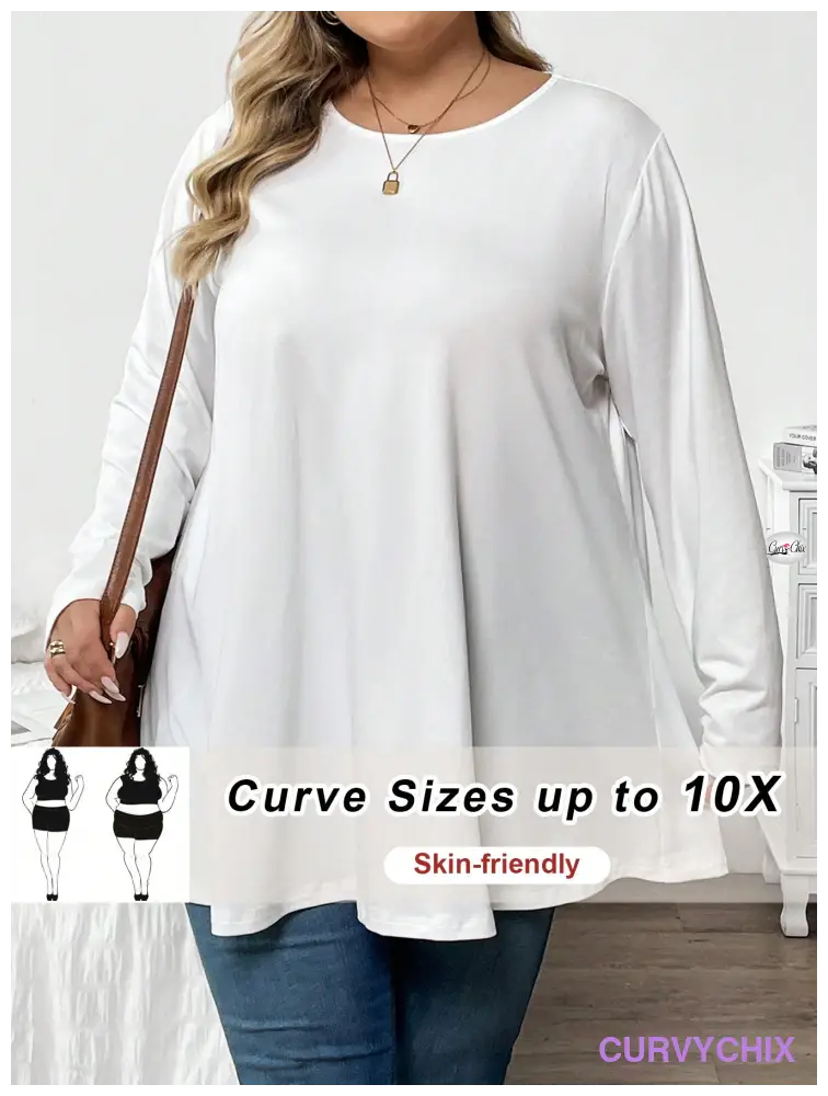 Plus Size Casual Long Sleeve Top UK SIZES 26-38 - T-shirts