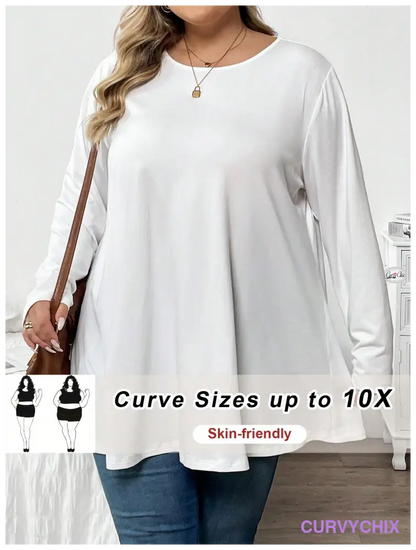 Plus Size Casual Long Sleeve Top UK SIZES 26-38 - T-shirts