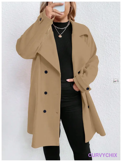 Plus Size Lapel Neck Long Sleeve Casual Jacket UK SIZES