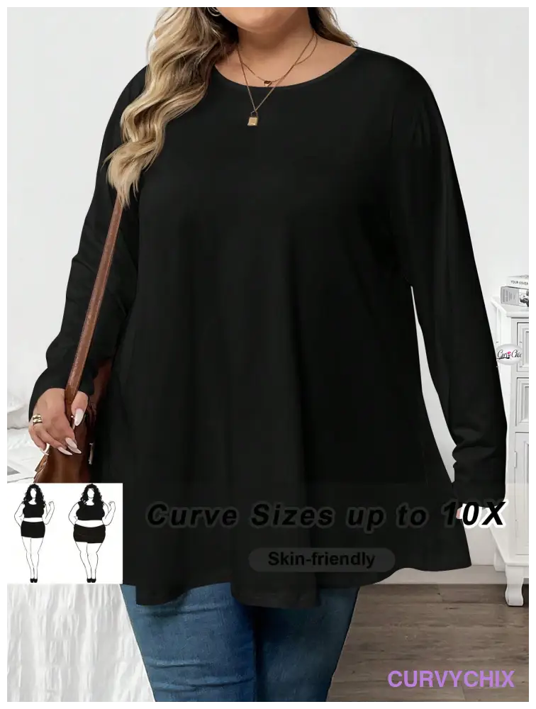 Plus Size Casual Long Sleeve Top UK SIZES 26-38 - T-shirts