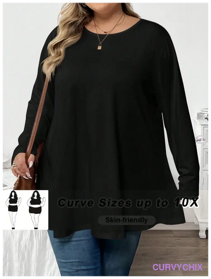 Plus Size Casual Long Sleeve Top UK SIZES 26-38 - T-shirts