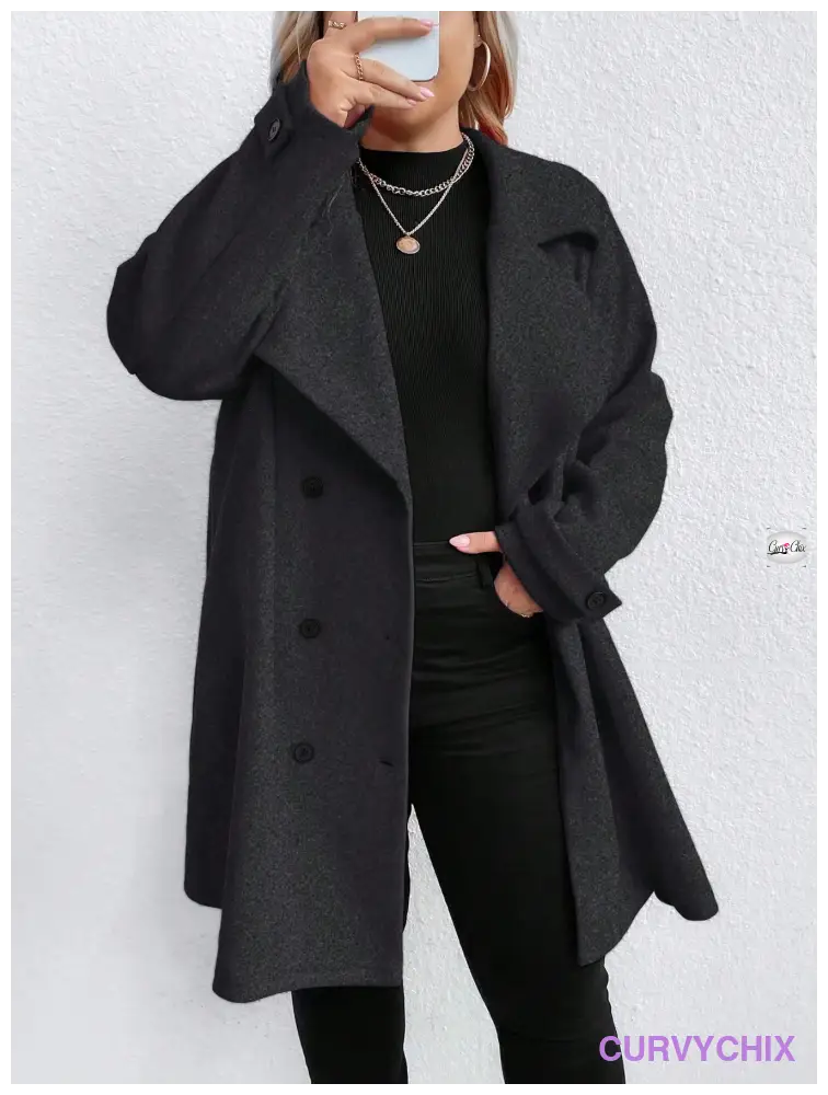 Plus Size Lapel Neck Long Sleeve Casual Jacket UK SIZES