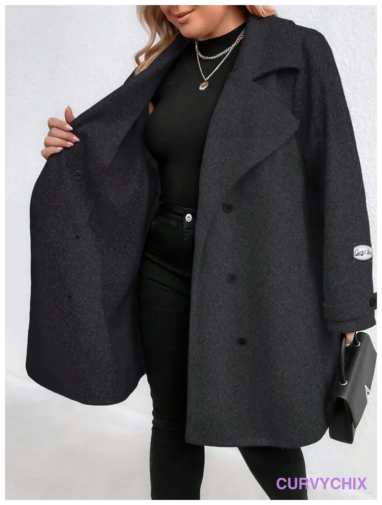 Plus Size Lapel Neck Long Sleeve Casual Jacket UK SIZES