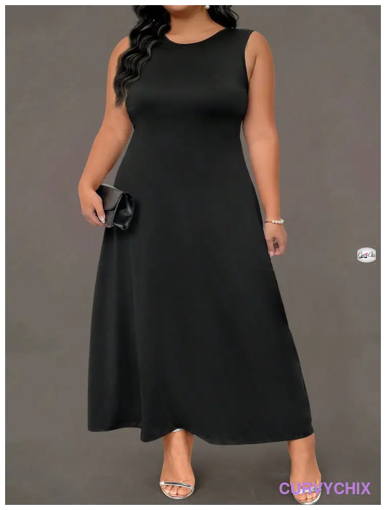 Plus Size Casual Knitted Sleeveless Dress UK SIZES 26-38