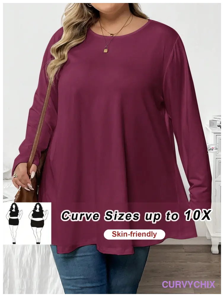 Plus Size Casual Long Sleeve Top UK SIZES 26-38 - T-shirts