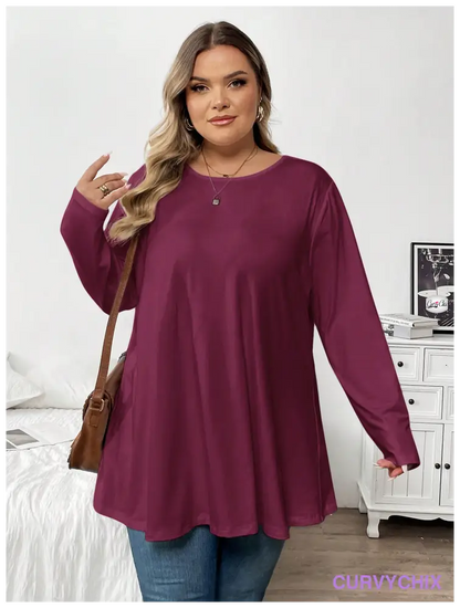 Plus Size Casual Long Sleeve Top UK SIZES 26-38 - T-shirts