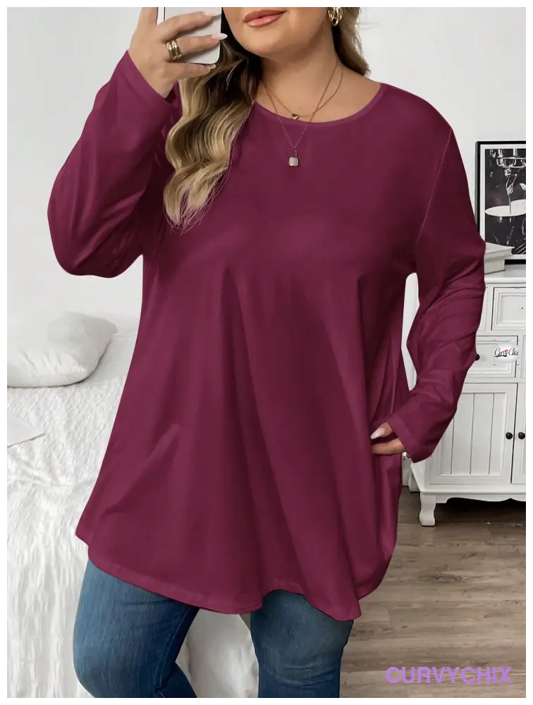 Plus Size Casual Long Sleeve Top UK SIZES 26-38 - T-shirts