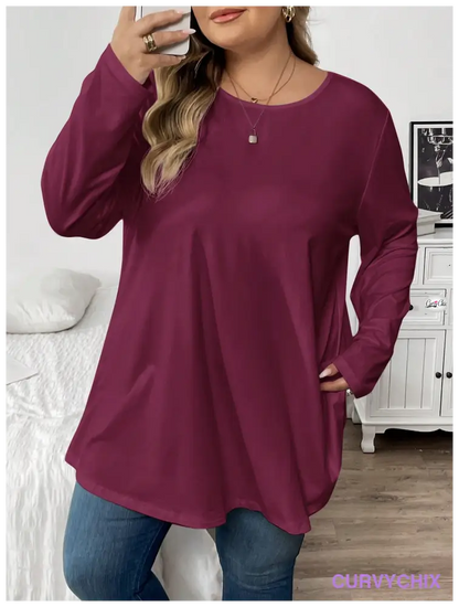 Plus Size Casual Long Sleeve Top UK SIZES 26-38 - T-shirts