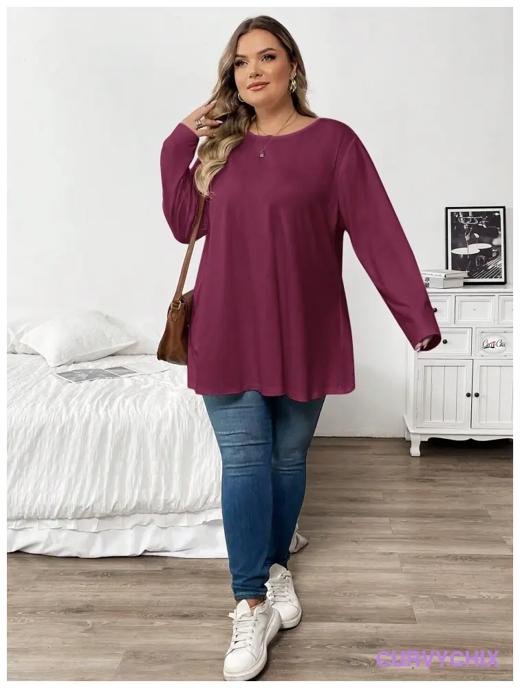 Plus Size Casual Long Sleeve Top UK SIZES 26-38 - T-shirts