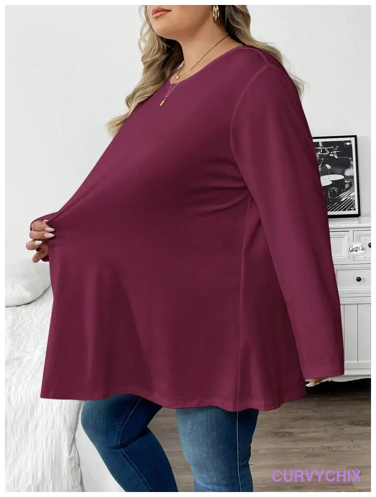 Plus Size Casual Long Sleeve Top UK SIZES 26-38 - T-shirts