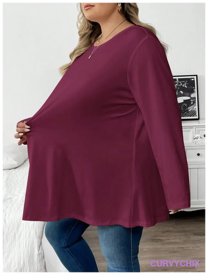 Plus Size Casual Long Sleeve Top UK SIZES 26-38 - T-shirts