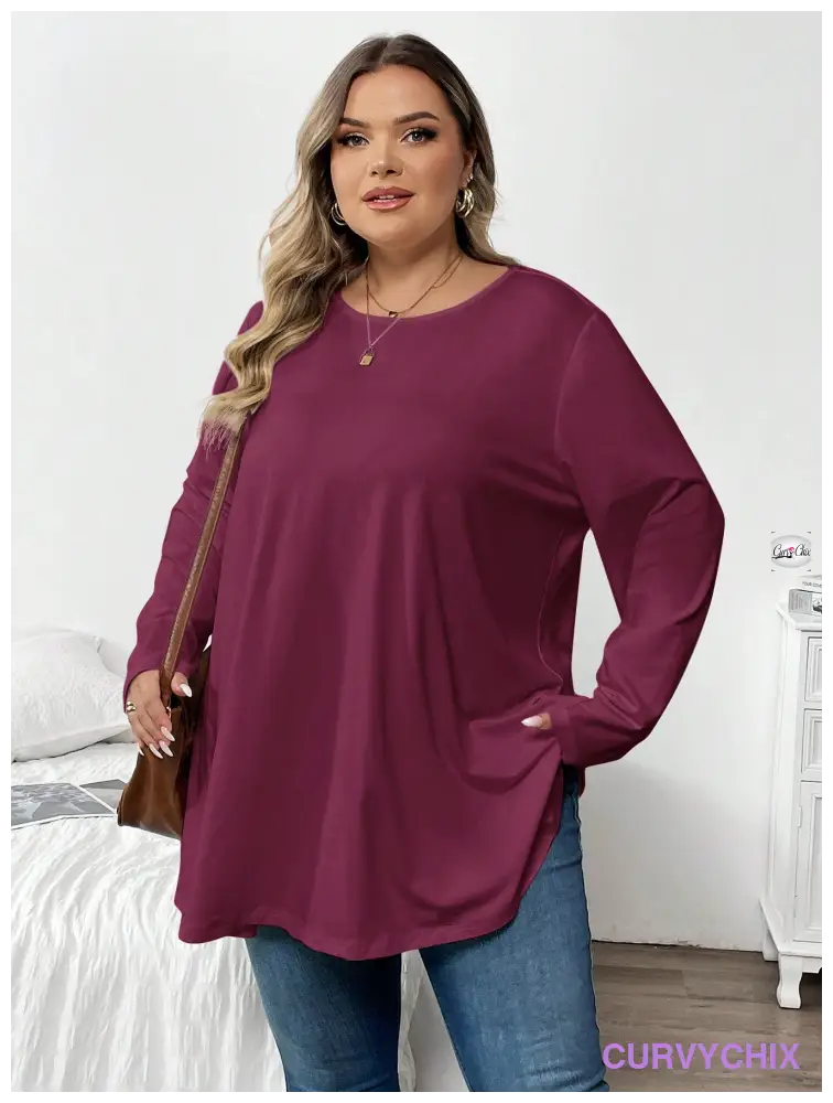 Plus Size Casual Long Sleeve Top UK SIZES 26-38 - T-shirts