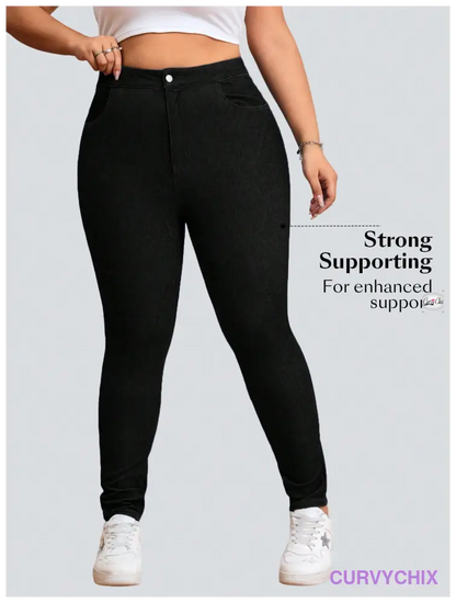 Plus Size Casual High Stretch Knit Fitted Skinny Jeans