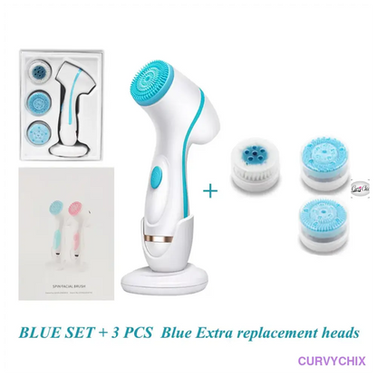 Facial Cleansing Brush Sonic Spin Set - Beauty & Health