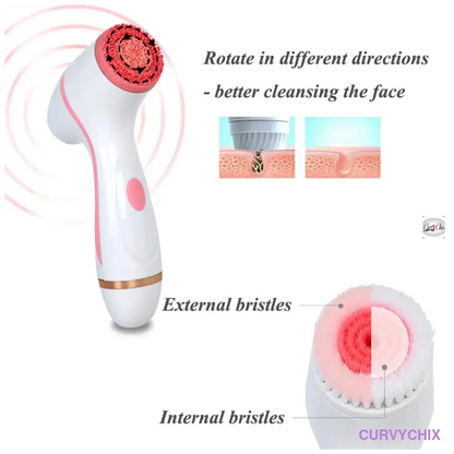 Facial Cleansing Brush Sonic Spin Set - Beauty & Health